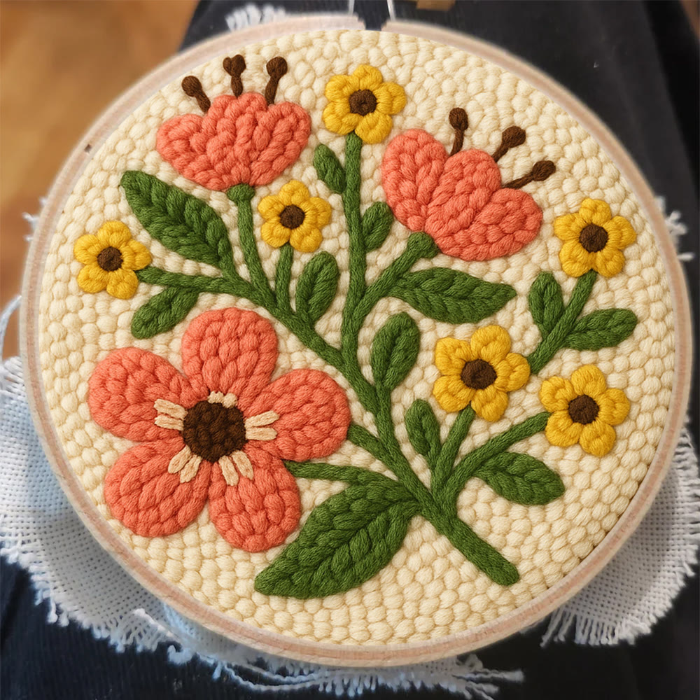 Peach-toned Floral Cluster Punch Needle Kit – Soothing Decor Addition | Unfussy Handcraft Work - image 7