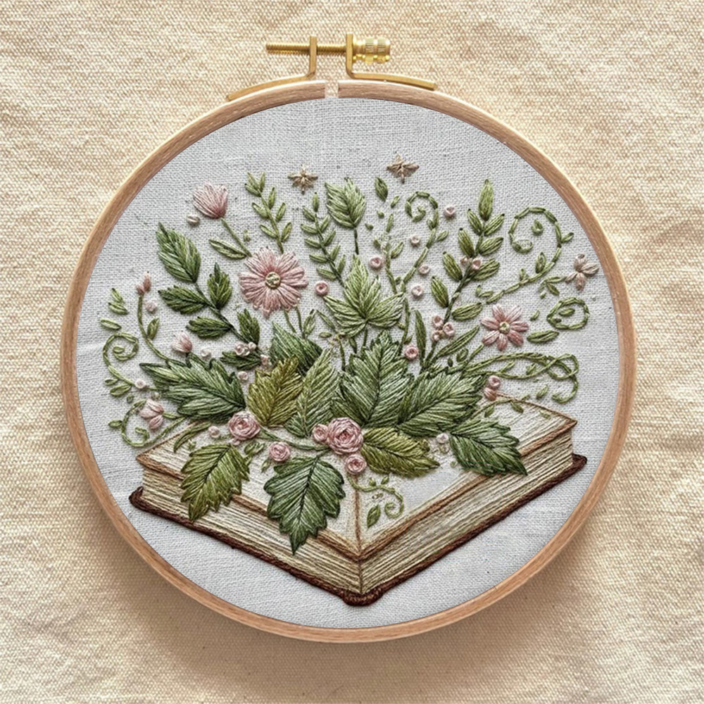Rubbyoo Embroidery Kit - Botanical Book Garden | Literary Diy | Thoughtful Present - image 9
