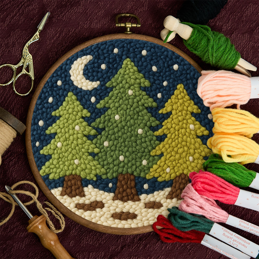 Nightfall Trees Punch Needle Kit – Starter Stitch Kit | Quiet Winter Wall Art - image 11
