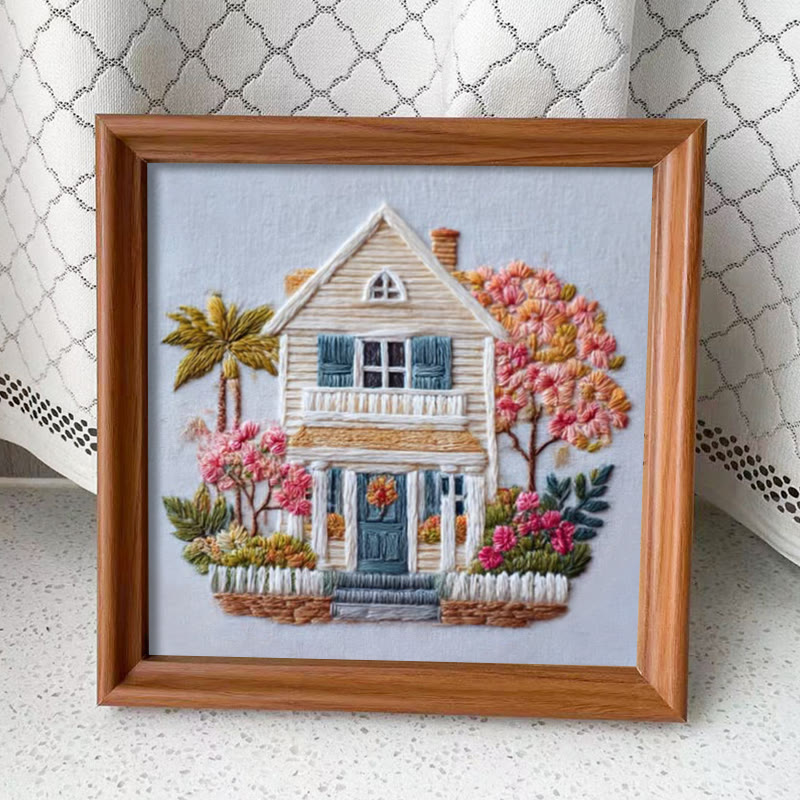 Rubbyoo Embroidery Kit - Vintage Cottage | Handmade Landscape Needlework | Diy Home Ornament - Embroidery Kit Plus An Extra Frame - image 13