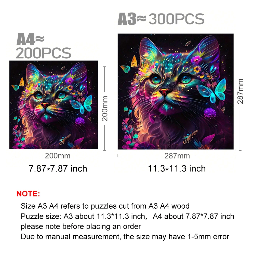 Colorful Cat - Wooden Jigsaw Puzzle