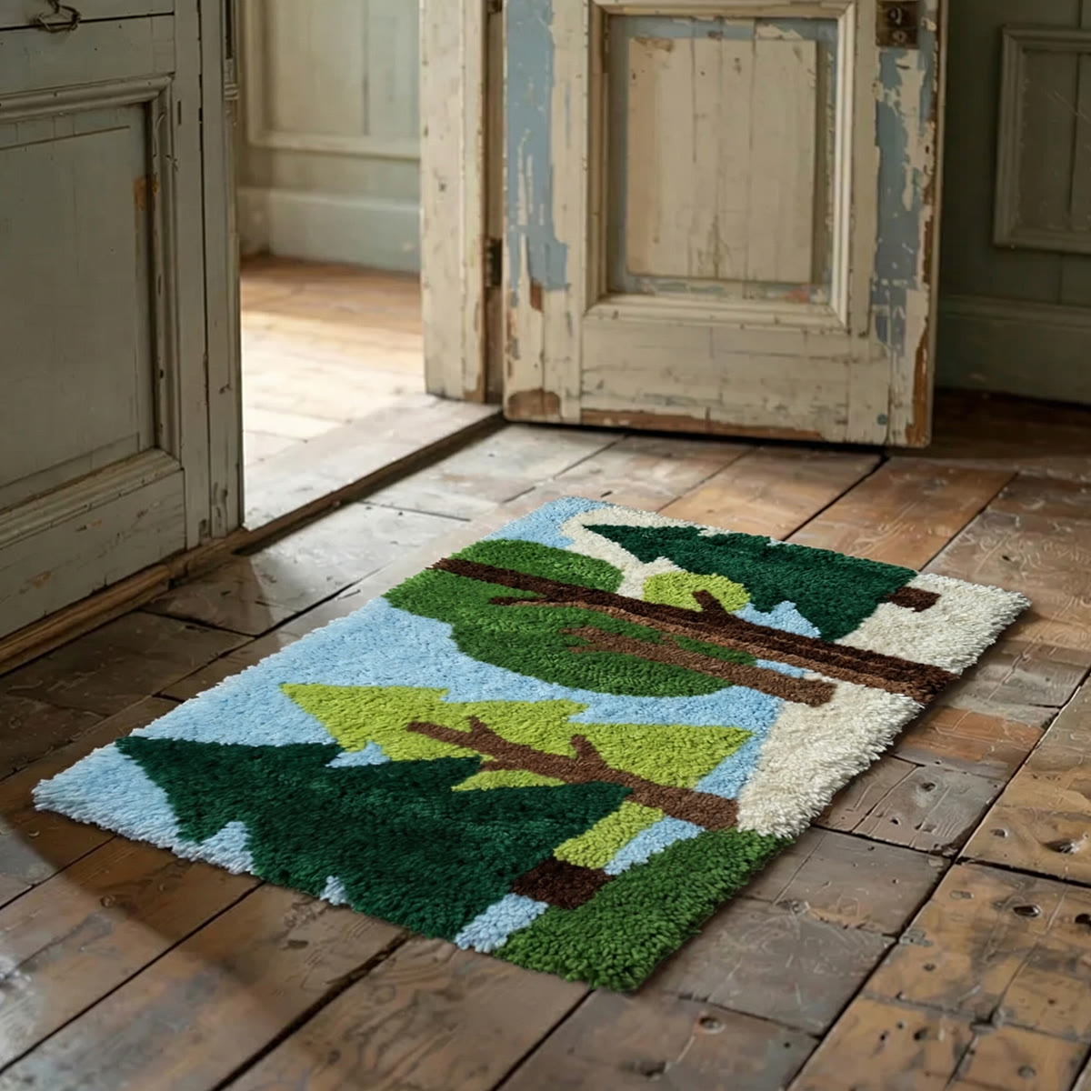 Rubbyoo Latch Hook Rug Kit - Forest Scene | Bedroom Decorative Rug | New Home Gift - image 4