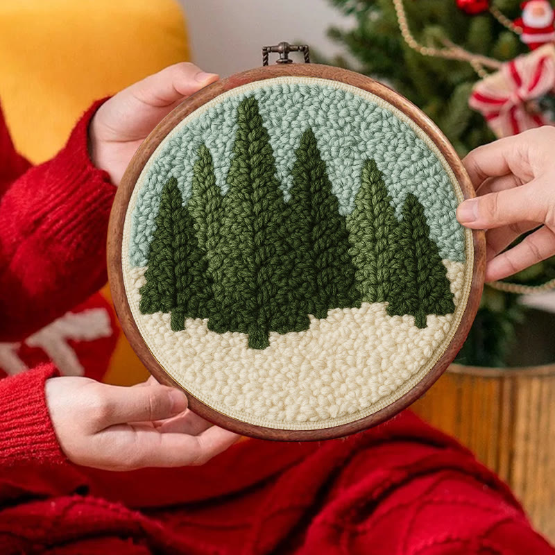 Snowy Forest Punch Needle Kit - Diy Punch Needle Coaster | Christmas Winter Handicraft | Perfect Housewarming Gift - image 4