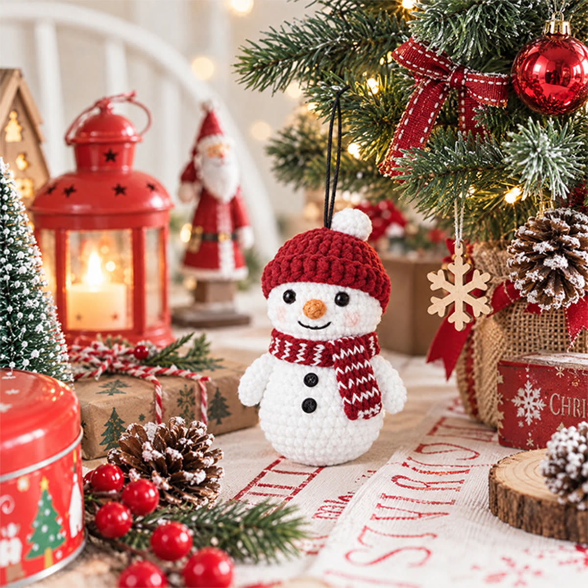 Diy Handmade Christmas Snowman Crochet Kit - Unique Decorative Keychain | Christmas Tree Hanging Ornament - image 3