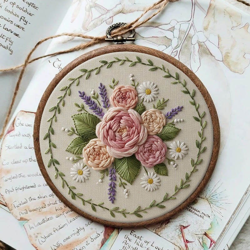 Rubbyoo Embroidery Kit - Peony Lavender Wreath | Elegant DIY | Timeless Present - image 8