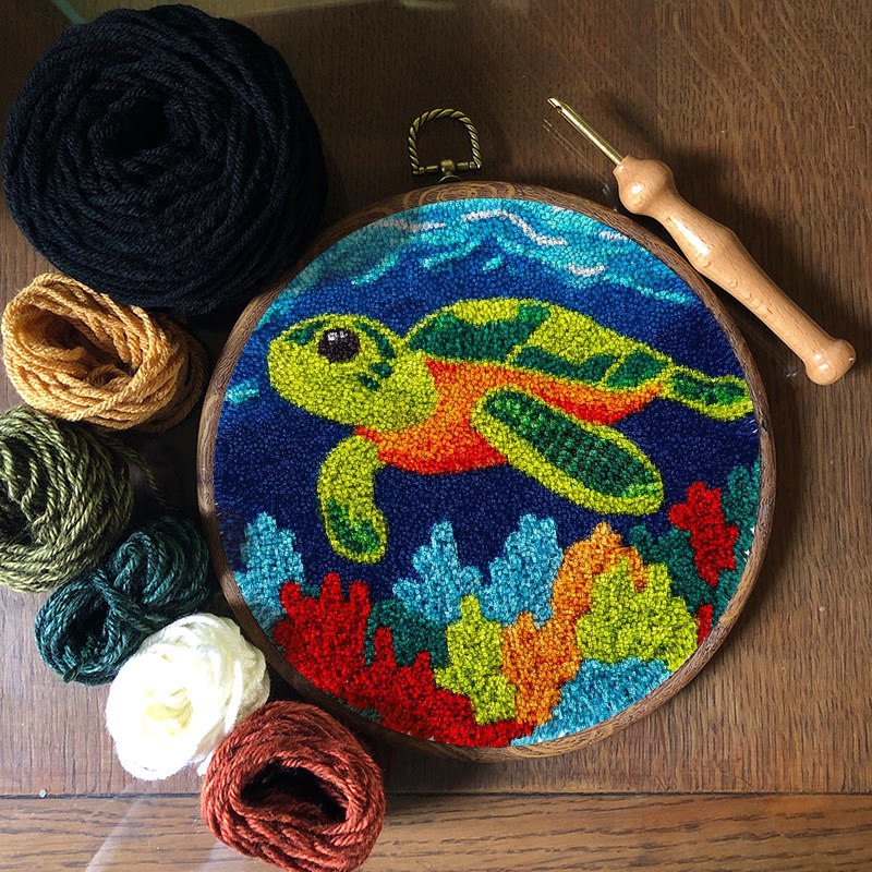 Sea Turtle Punch Needle Kit - Diy Starter Needlepoint | Handmade Decorative Gift - image 9