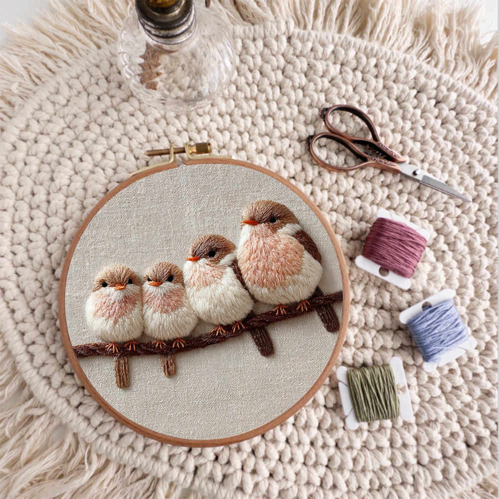 Rubbyoo Embroidery Kit - Four Little Birds | Gentle Thread Painting | Beginner-Friendly DIY - image 8