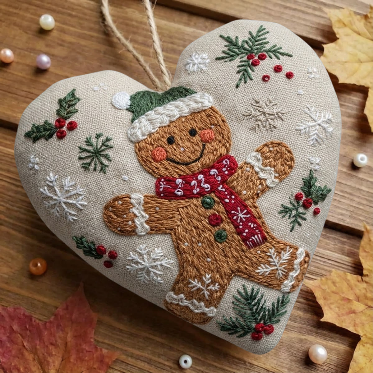 Rubbyoo Heart Embroidery Kit -  Adorable Gingerbread Man | Ideal Holiday Needlepoint For Beginners | Cute Christmas Kitchen Wall Decor  - image 7