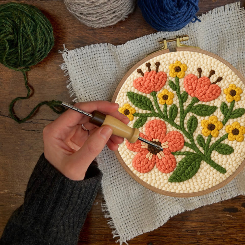 Peach-toned Floral Cluster Punch Needle Kit – Soothing Decor Addition | Unfussy Handcraft Work - image 6