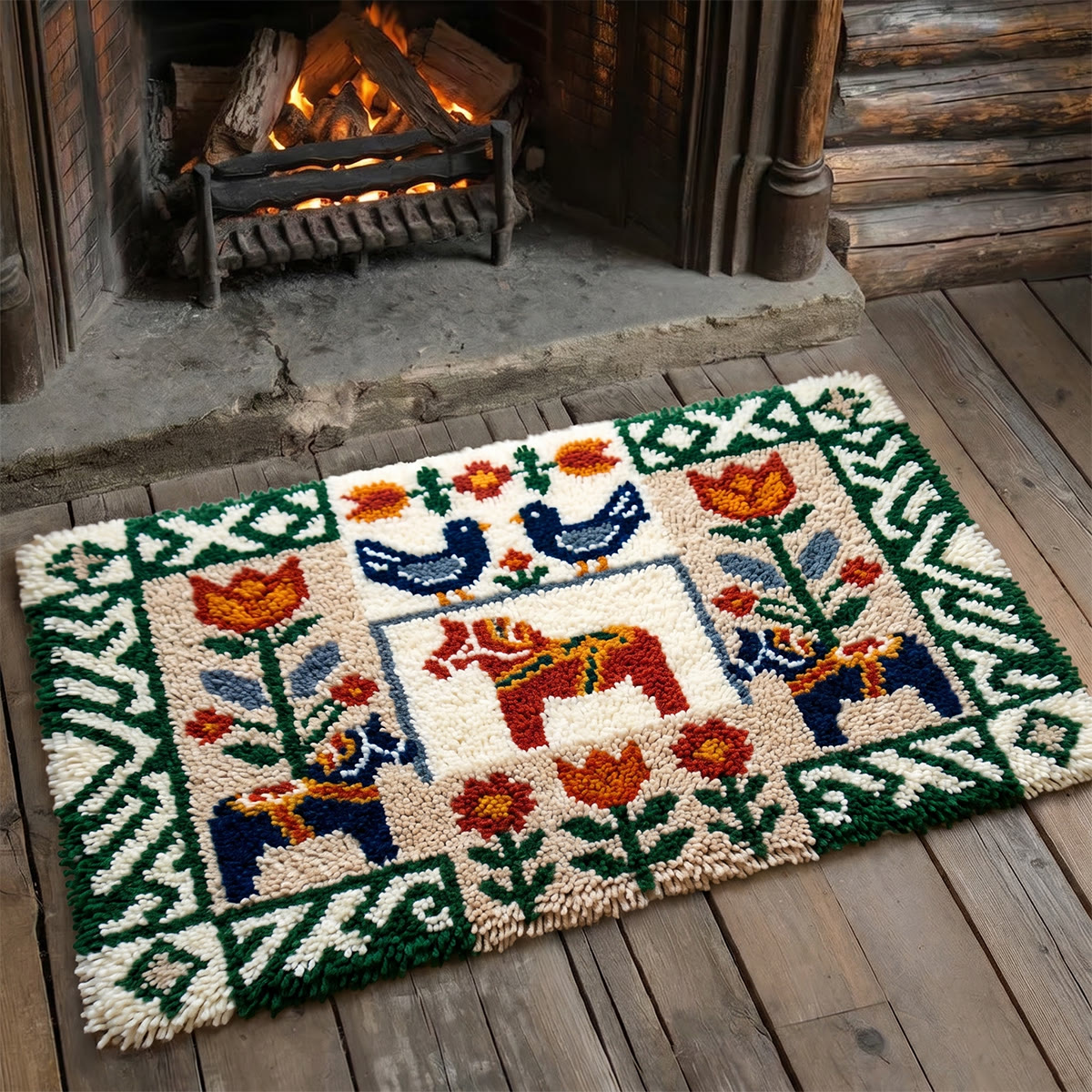 Rubbyoo Latch Hook Rug Kit - Dala Horse | Lucky Housewarming Gift | Decorative Door Mat - image 8