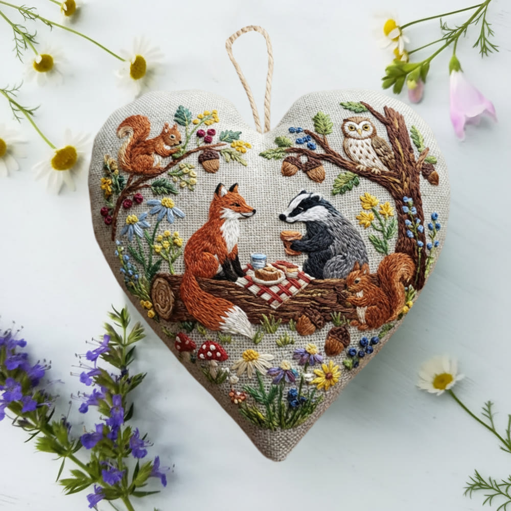Rubbyoo Heart Embroidery Kit - Forest Picnic Animal | Playful Craft Project | Ideal Gathering Present - image 7