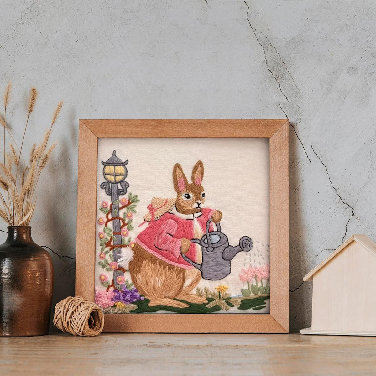 Rubbyoo Embroidery Kit - Watering Bunny | Adorable Animal Craft | Perfect Wall Ornament - image 2
