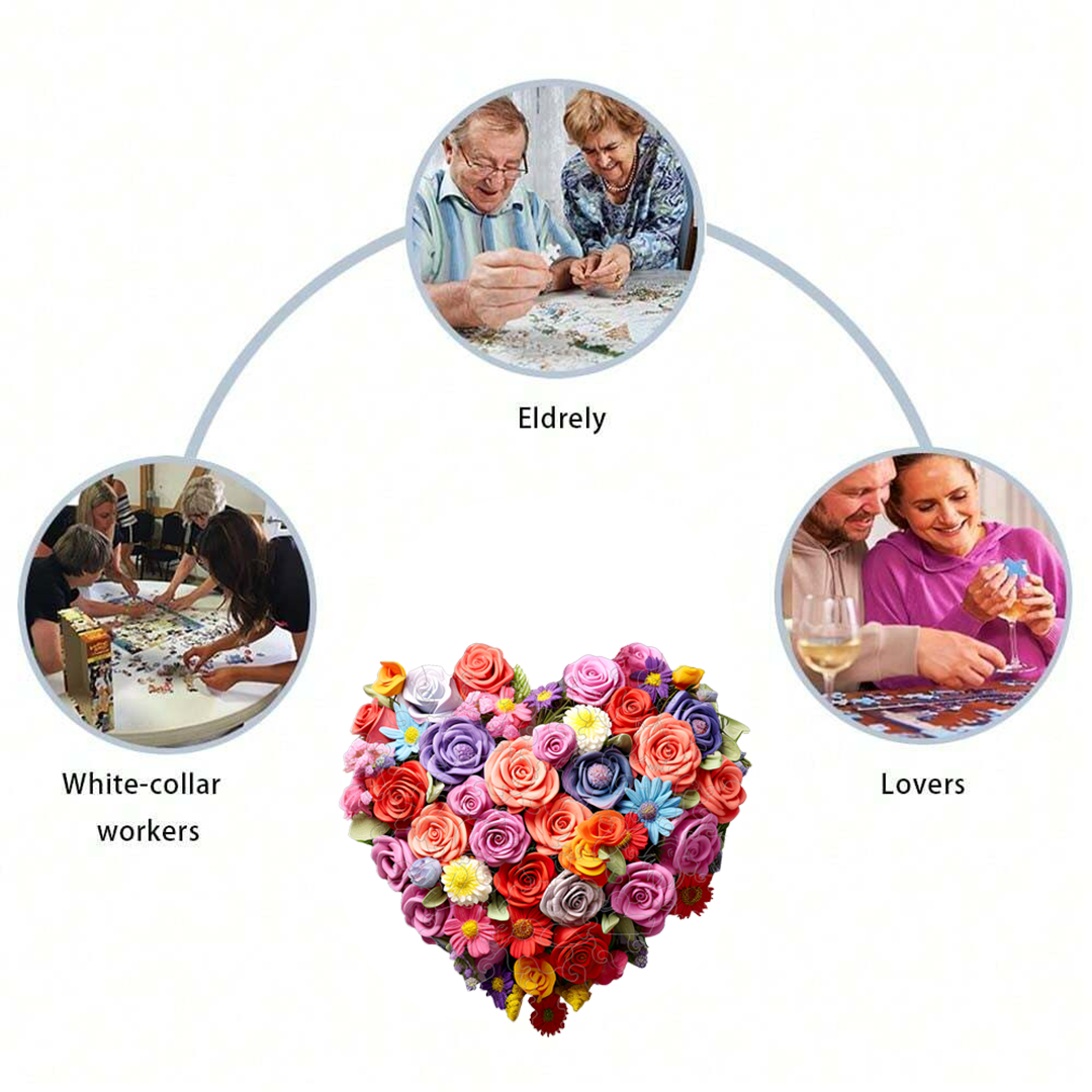 Heart Rose - Wooden Jigsaw Puzzle