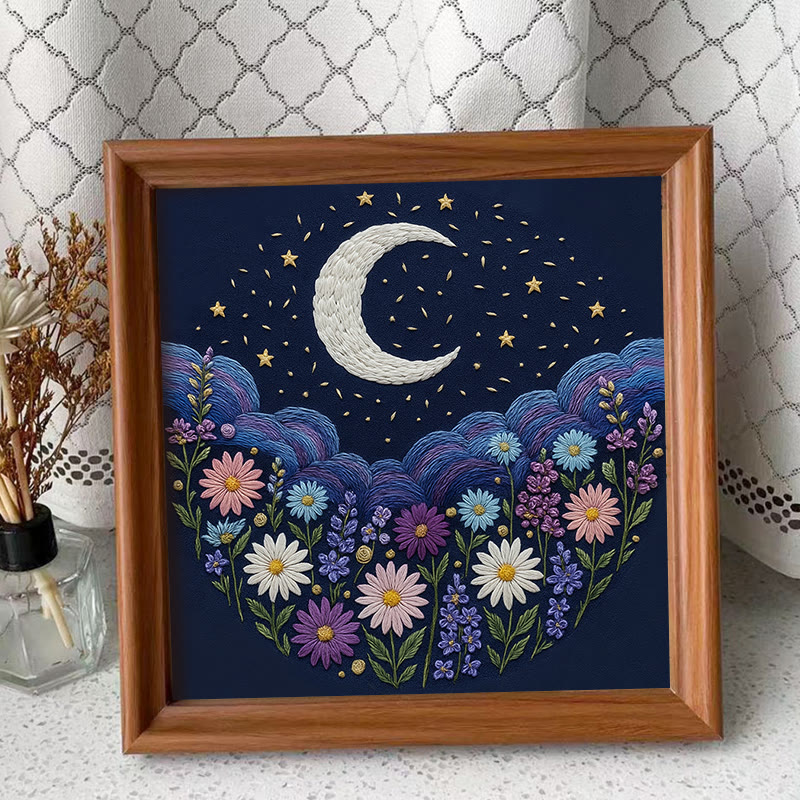 Rubbyoo Embroidery Kit - Shining Starry Sky | Night Hoop Art | Unique Handmade Craft  - Embroidery Kit Plus An Extra Frame - image 10