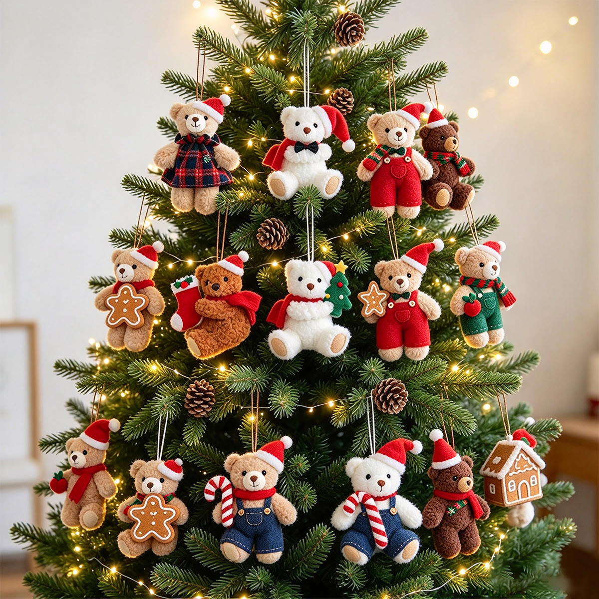 Rubbyoo Christmas Teddy Bear Ornament – Adorable Plush Accent | Heartwarming Xmas Tree Hanging - image 1