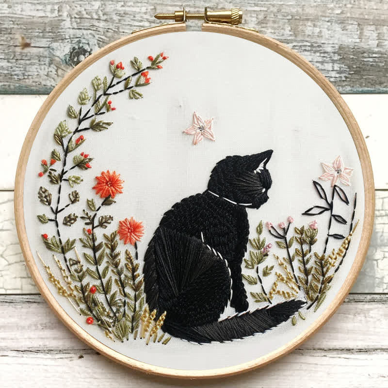 Rubbyoo Embroidery Kit - Floral Black Cat  - image 7