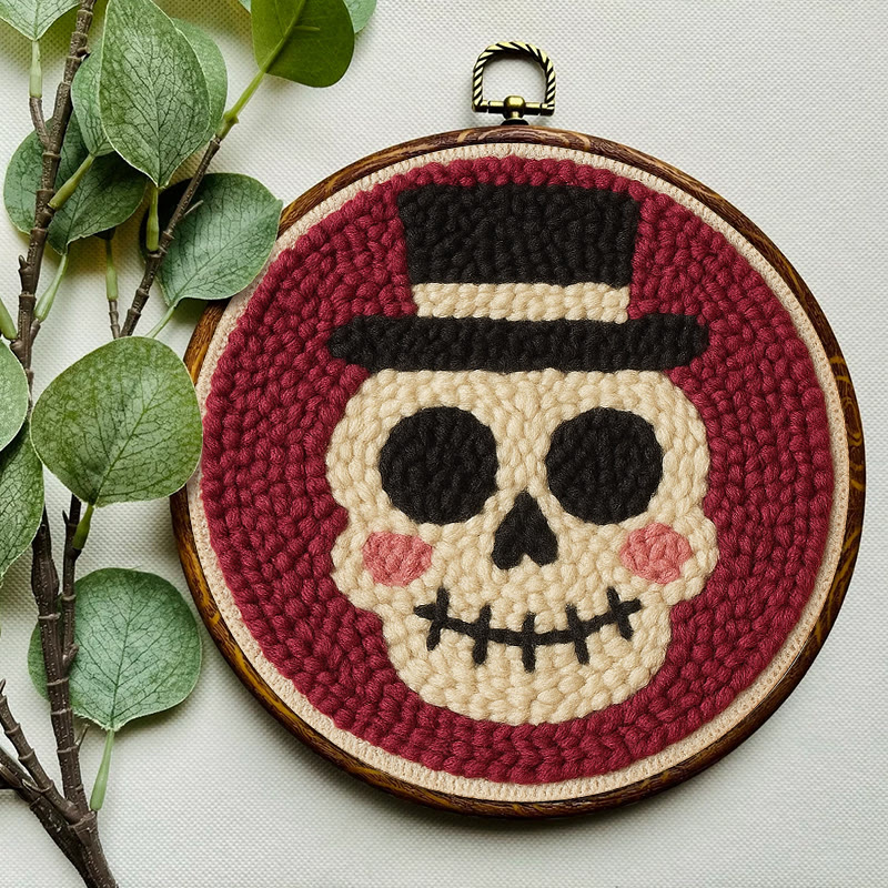 Halloween Skull Punch Needle Kit - Diy Yarn Art | Holiday Home Decor - image 4