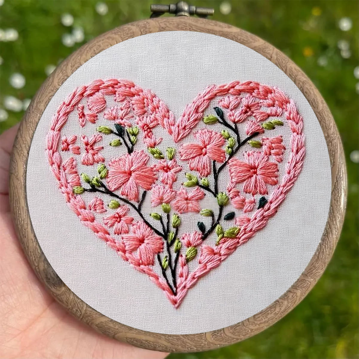 Rubbyoo Embroidery Kit - Pink Floral-Lined Heart Frame | Romantic Confession Must-Have Gift | Tender Declaration Piece - image 5