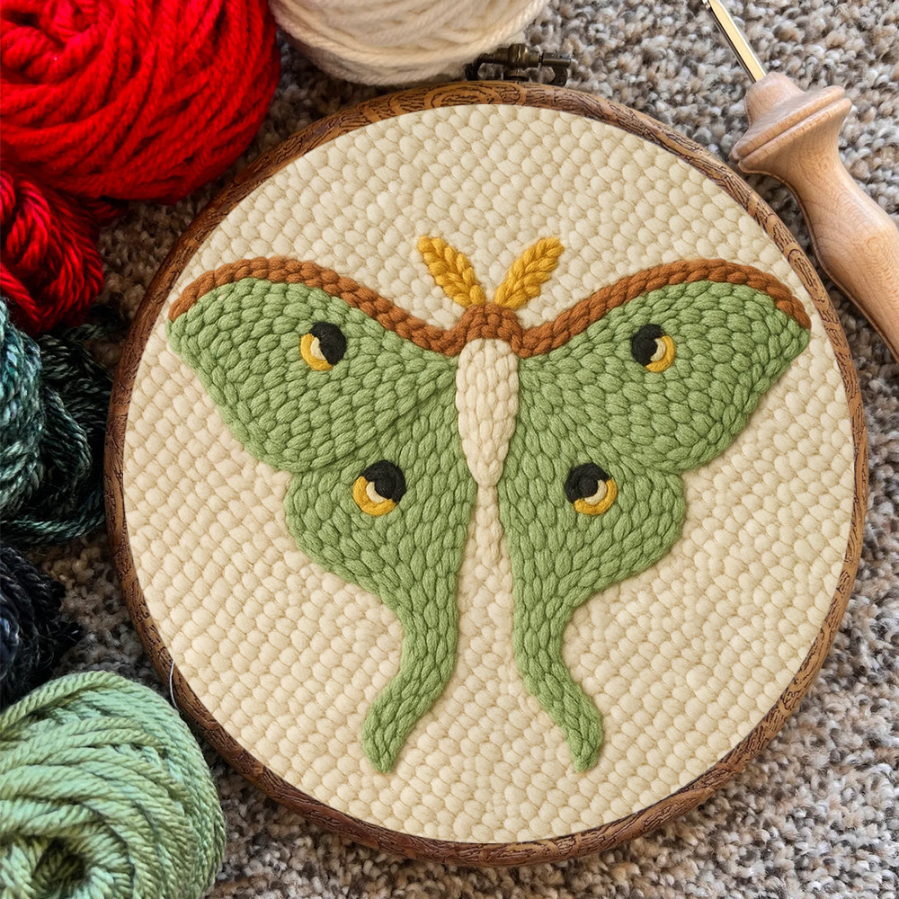 Lush Green Luna Moth Punch Needle Kit – Beginner-Ready DIY | Premier Gifting Pick - image 9