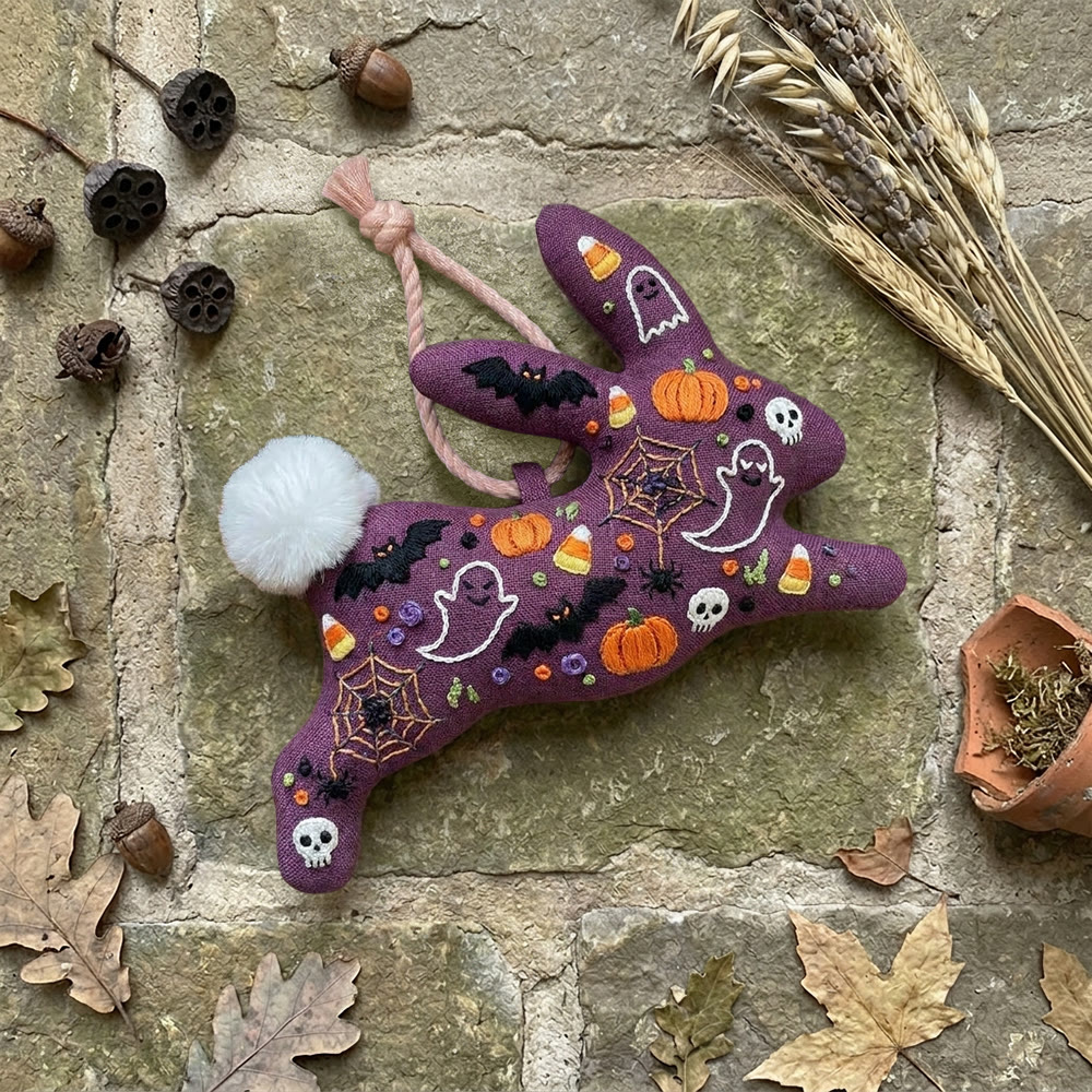 Rubbyoo Rabbit Embroidery Kit - Trick Or Treat | Cartoon Pumpkin & Ghost & Bat Theme | Special Funny Halloween Keepsake - image 5