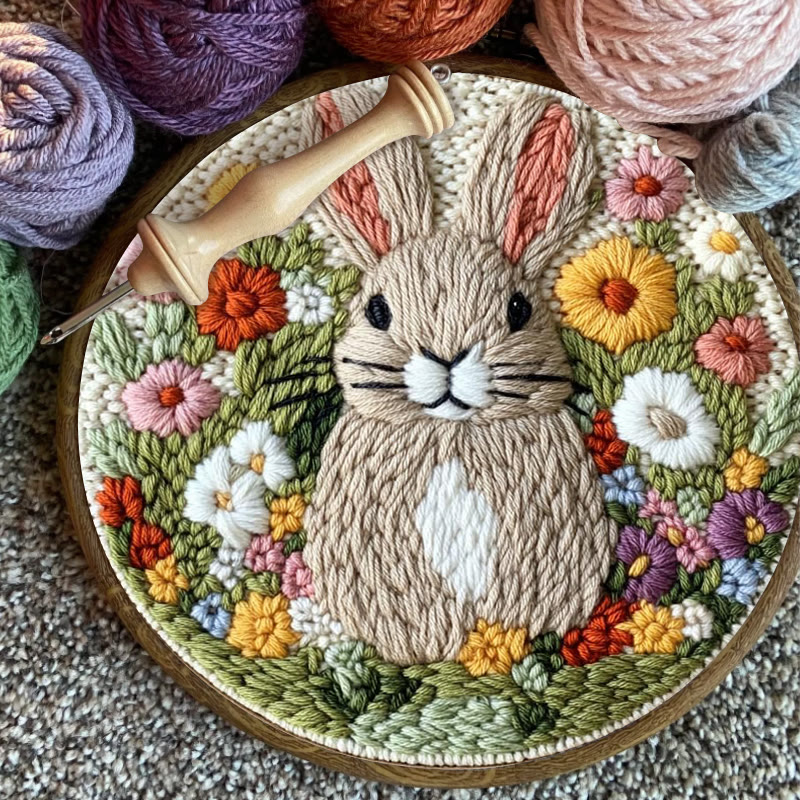 Floral Rabbit Punch Needle Kit - Bunny Artwork Collection | Unique Holiday Gifts - image 6