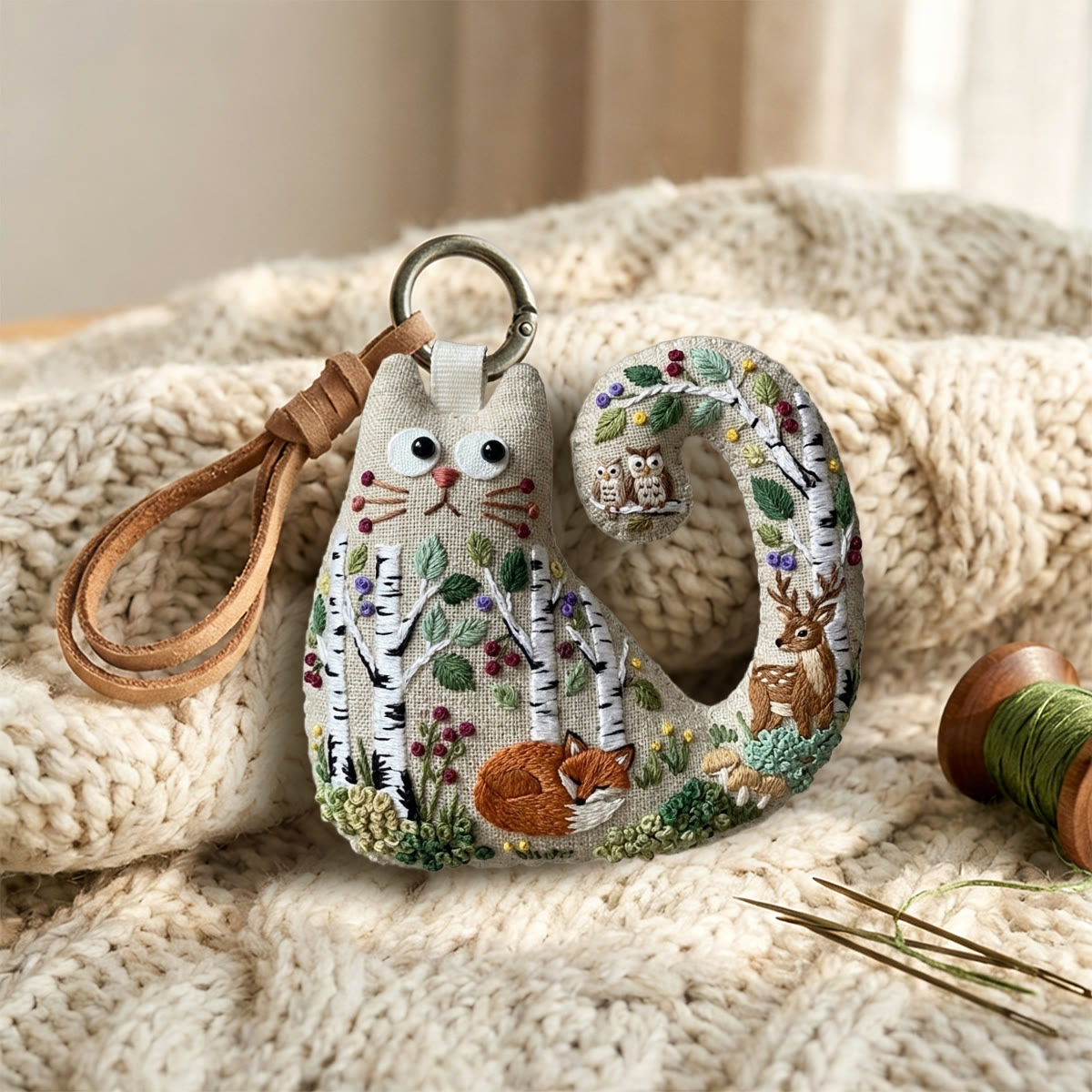 Rubbyoo Cat Embroidery Kit - Fox And Deer Forest Scene | Woodland Baby Shower Gift |  Home Gallery Wall Accent - image 7