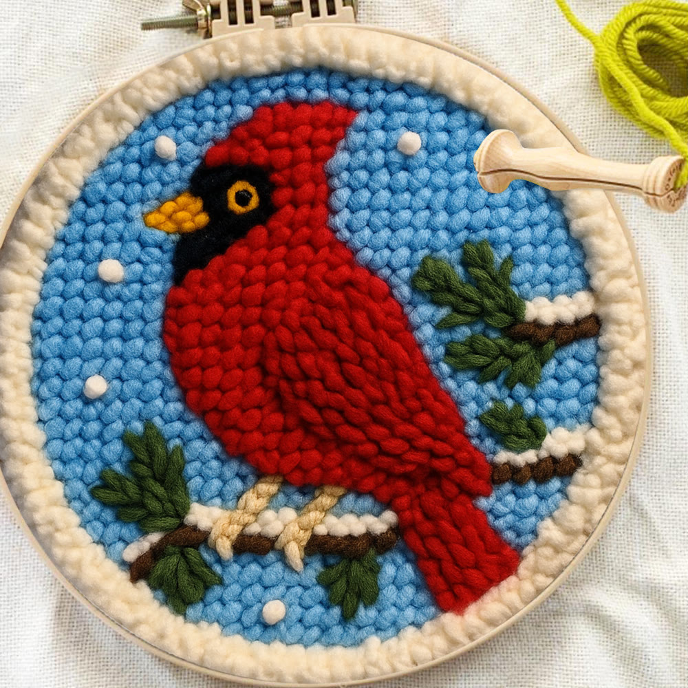 Winter Cardinal Punch Needle Kit – Beginner-easy Handcraft | Cozy Winter Wall Piece - image 11