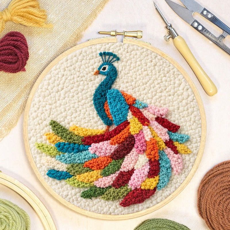 Colorful Peacock Punch Needle Kit - Playful Handcraft | Top Gifting Choice - image 7