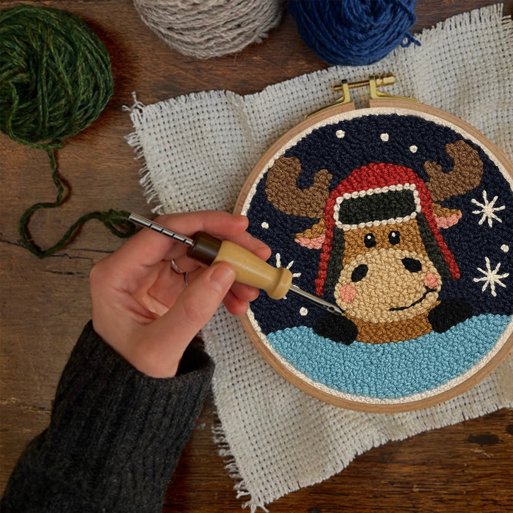  Cute Elk Punch Needle Kit - Handmade Animal Art | Perfect Holiday Gift - image 4