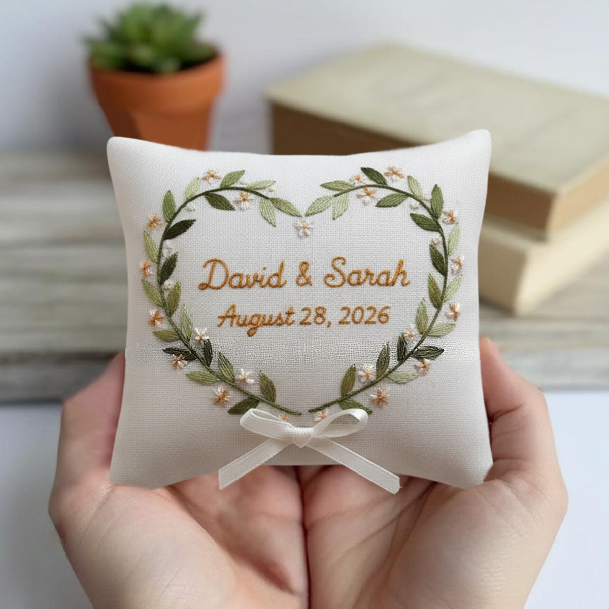 Rubbyoo Personalized Ring Bearer Pillow Embroidery Kit - Heart-shaped Wreath With Names | Handcrafted Keepsake | Engagement Celebrations - image 10