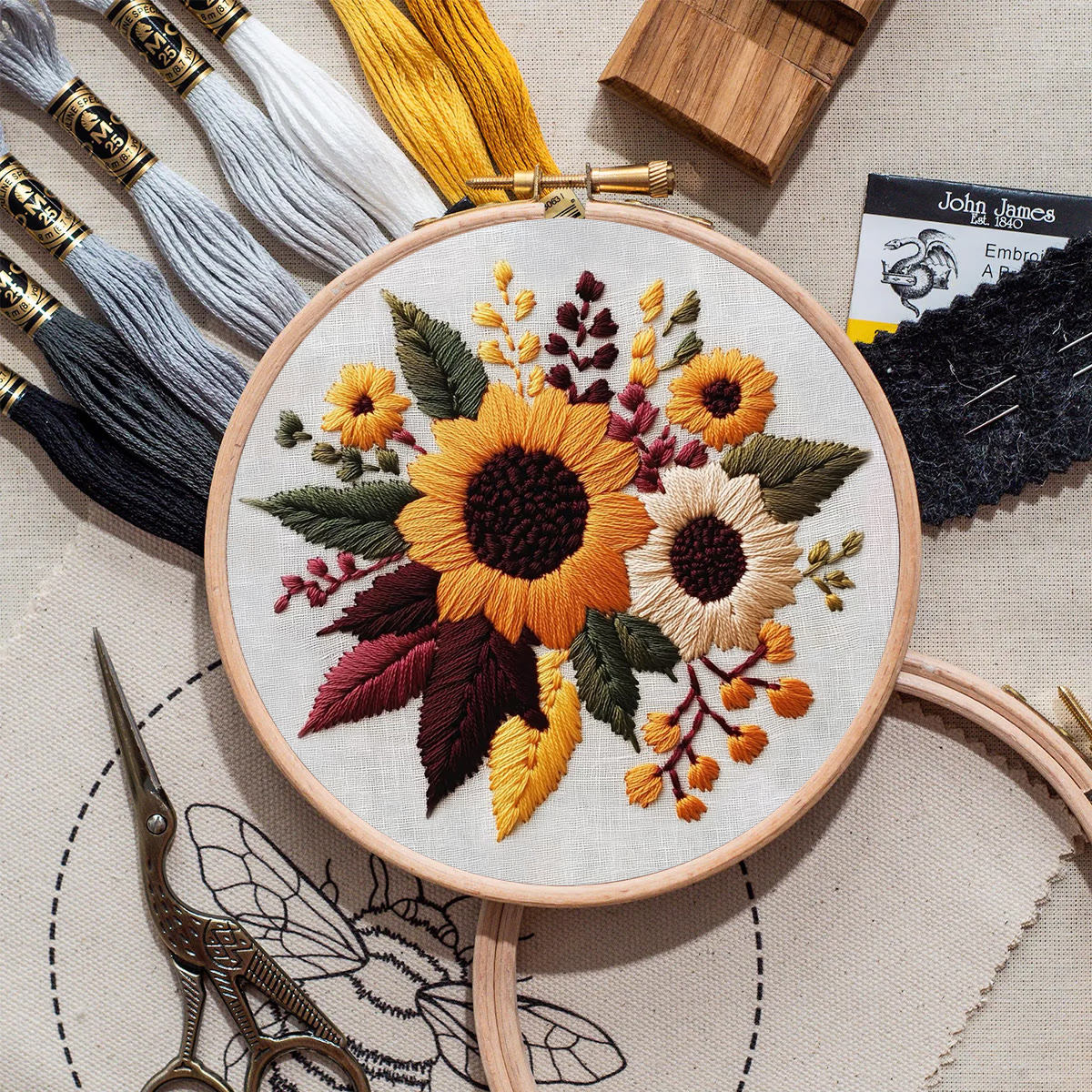 Rubbyoo Embroidery Kit- Sunflower Cluster| For Craft Lover Hand Stitch - image 9
