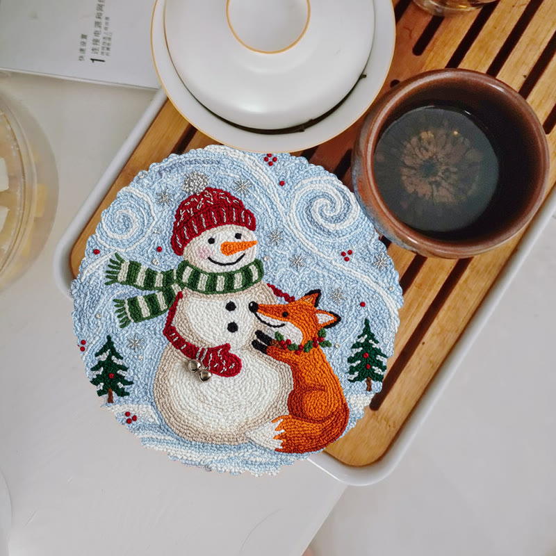 Christmas Forest Punch Needle Kit - Winter Animal Art | Nice Holiday Decor - 5 inch Coaster Kit - image 13
