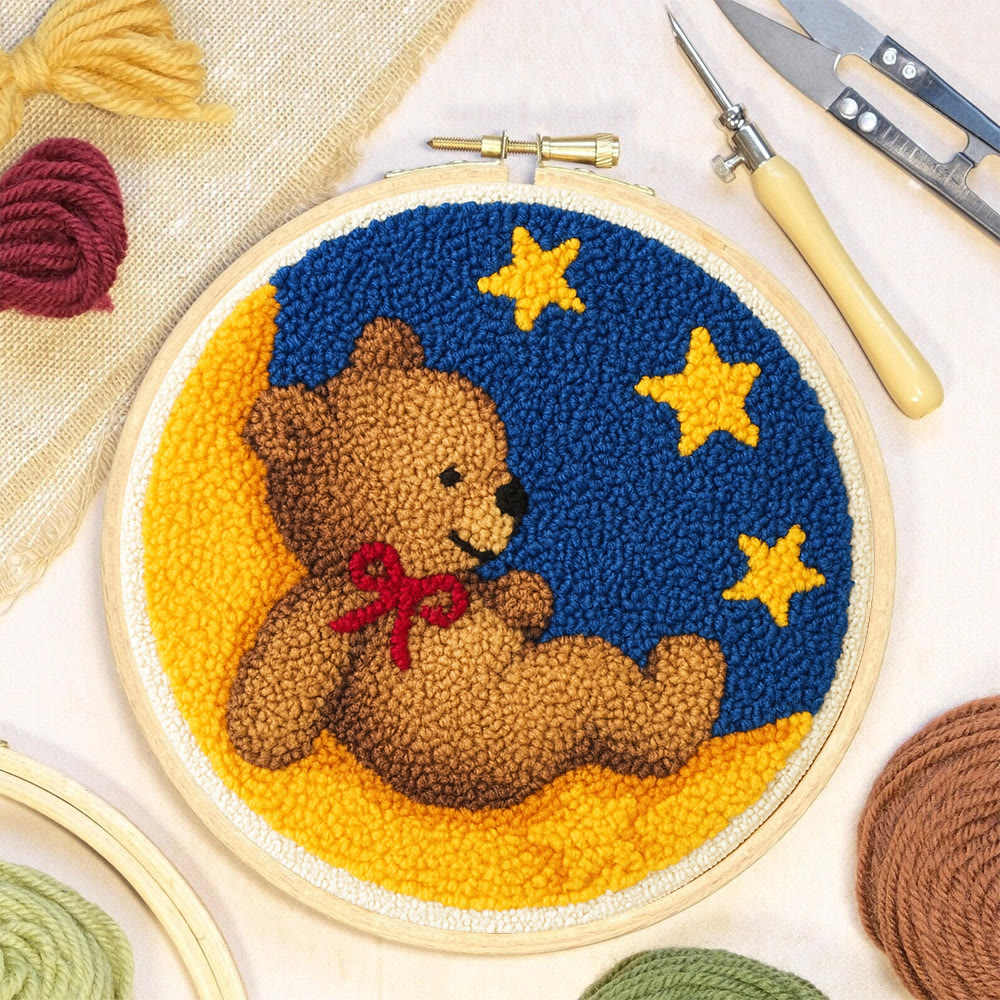 Moon Bear Punch Needle Kit - Handcrafted Art | Cozy Home Decor Hanging Ornament - image 6