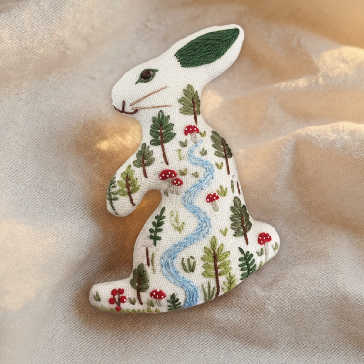 Rubbyoo Rabbit Embroidery Kit - Forest River | Easy Handmade Art | Unique Hanging Craft - image 6