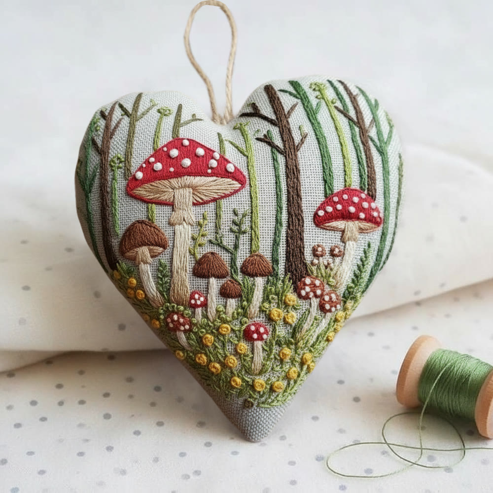 Rubbyoo Heart Embroidery Kit - Mushroom Forest Cluster | Enchanting Handwork | Playful Home Addition - image 6