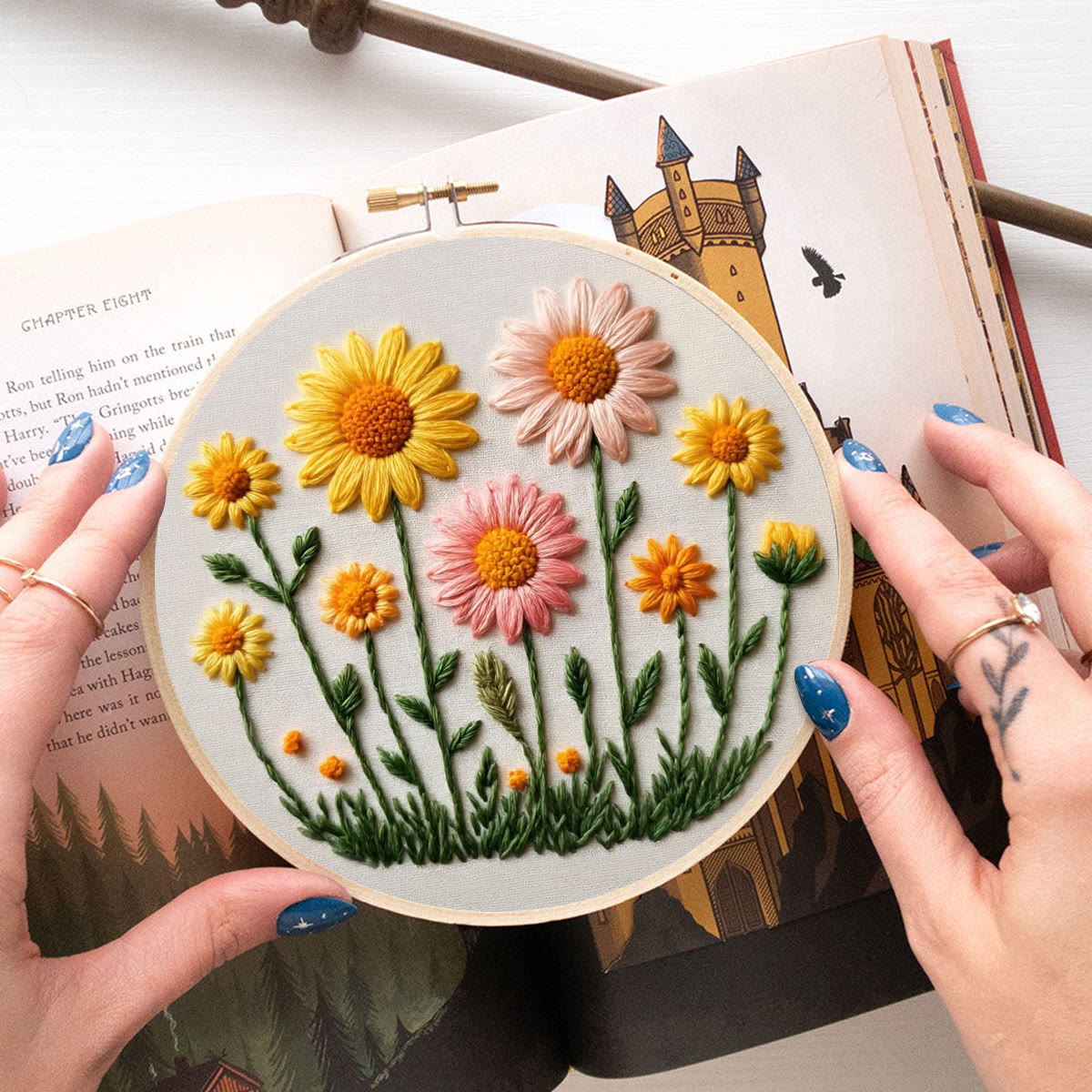 Rubbyoo Embroidery Kit - Pastel Daisy Meadow | Newbie Ready Project | Delightful Gift Pick - image 5