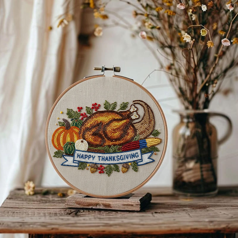 Rubbyoo Bead Embroidery Kit - Thanksgiving Turkey |  Diy Needle Artwork | Unique Autumn Craft  - image 10