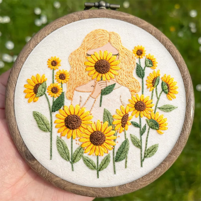 Rubbyoo Embroidery Kit - Sunflower Girl | Positive Handmade Craft | Unique Desk Decor - image 5