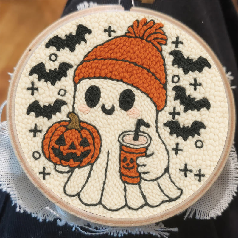 Drinking Ghost Punch Needle Kit - Adorable Halloween Needlework | Handmade Coaster Craft  - image 4