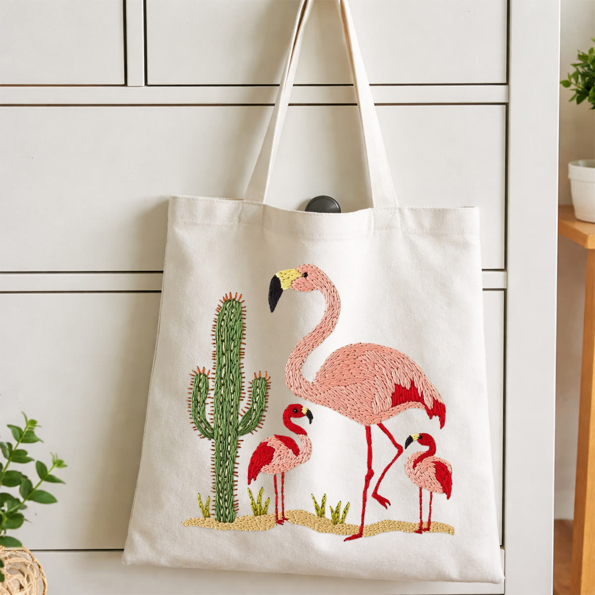 Rubbyoo Embroidery Tote Bag Kit - Elegant Flamingo | Unique Sewing Project | Aesthetic Mother's Day Gift - image 6