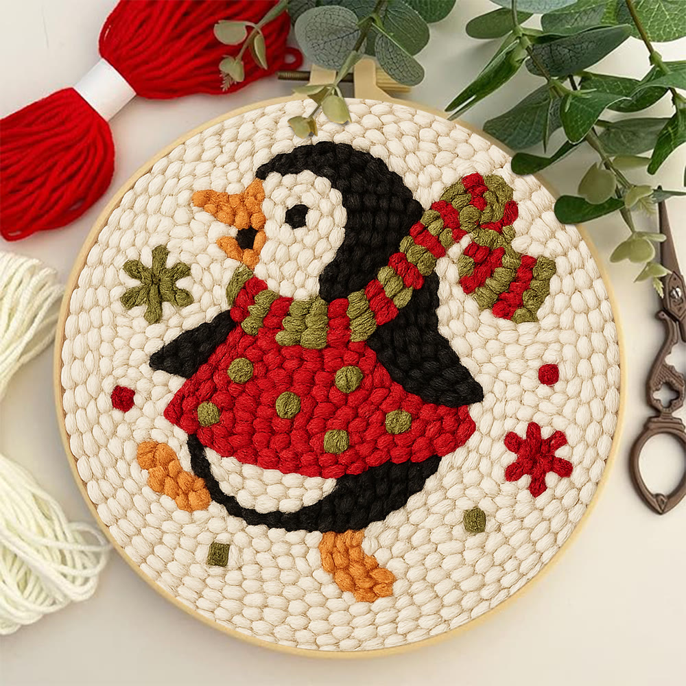  Rotating Penguin Punch Needle Kit - Christmas Wall Hanging Craft | Winter House Ornament  - image 6