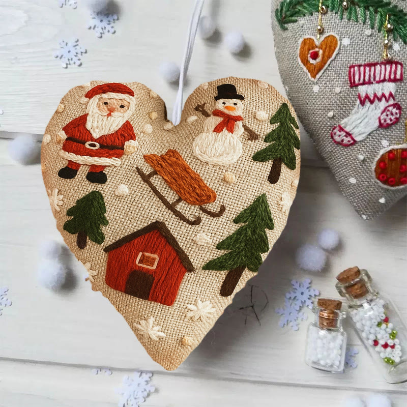 Rubbyoo Heart Embroidery Kit - Christmas Sled | Christmas Tree Adornment | Kid Embroidered Craft  - image 3