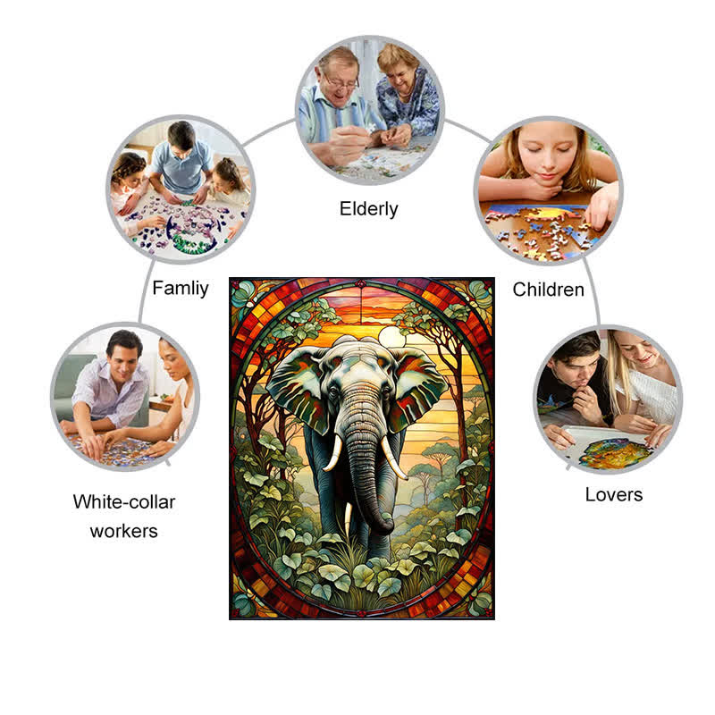 African Elephant 1- Wooden Jigsaw Puzzle