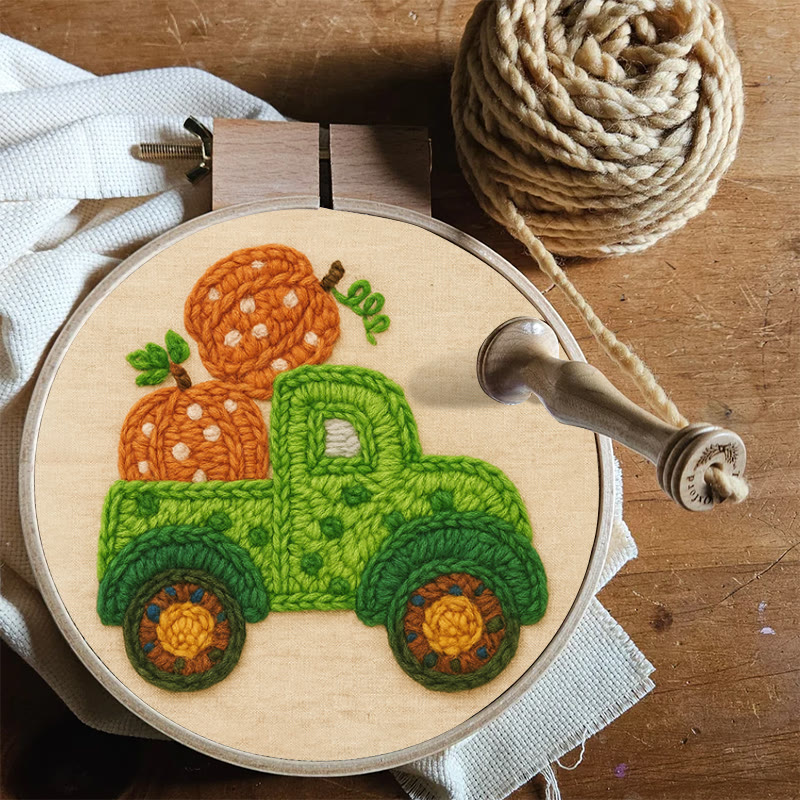 Pumpkins Truck Punch Needle Kit - Thanksgiving Handmade Craft | Diy Halloween Decor - image 8