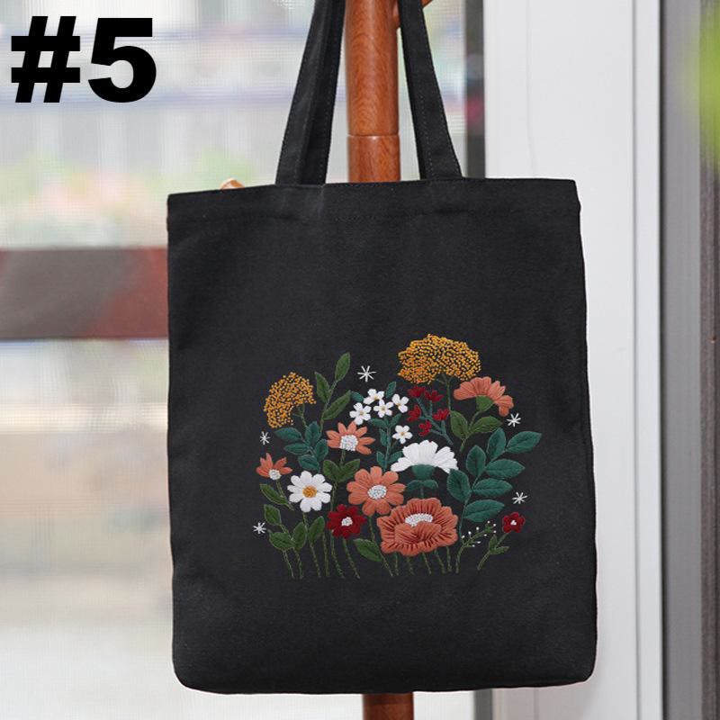 Embroidery Black Canvas Tote Bag Kits | Fashion Bags For Birthday Gifts | Handmake Unique Craft - #5 - image 6