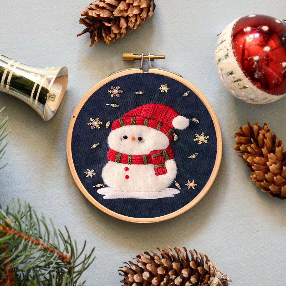 Rubbyoo Embroidery Kit - Cute Snowman | Diy Stitch Decorative Craft | Perfect Christmas Ornament - image 5