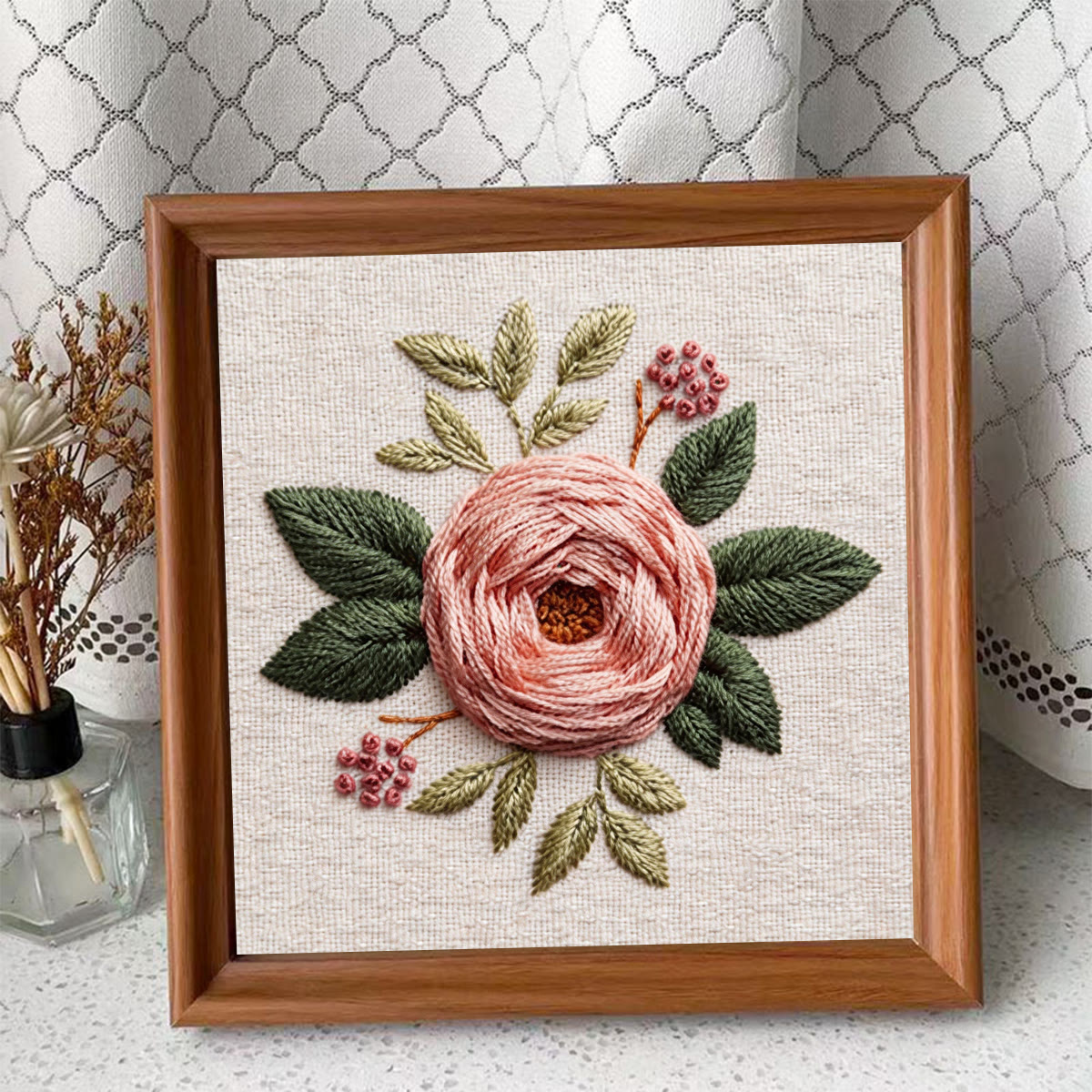 Rubbyoo Embroidery Kit - Charming Rose | Floral Design Art | Embroidery Pattern For Beginner - Embroidery Kit Plus An Extra Frame - image 5