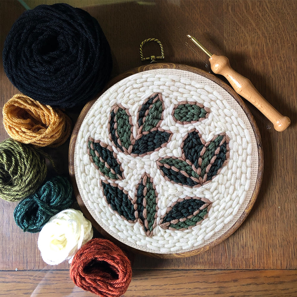 Leaf Punch Needle Kit - Diy Punch Needle Coaster | Handmade Sewing Art  | Beginner Yarn Craft  - image 9