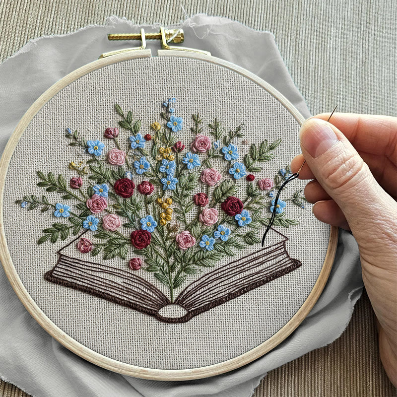 Rubbyoo Embroidery Kit - Blooming Book Bouquet | Handcrafted Floral Art | Perfect For Craft Lovers - image 12