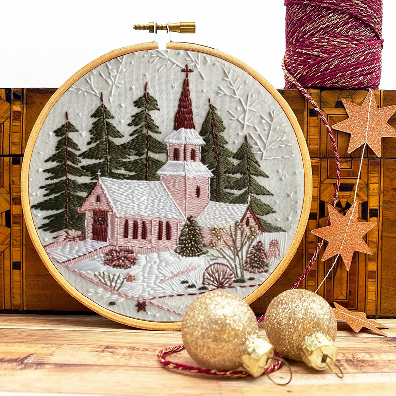 Rubbyoo Embroidery Kit-  Winter Church - image 9